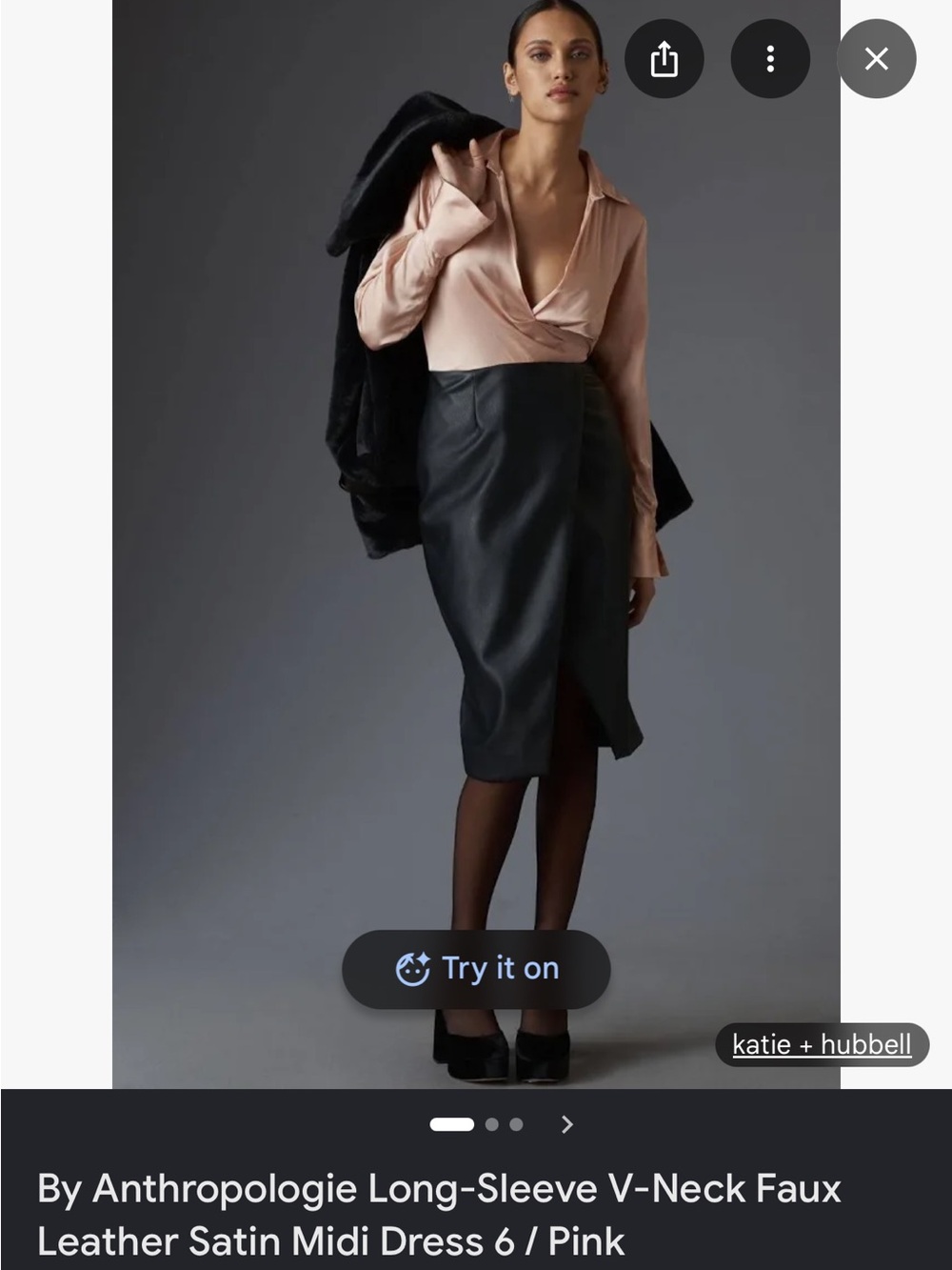 Anthropologie Pink and Black Midi Dress